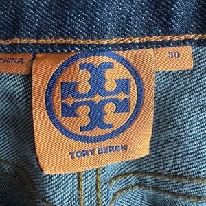 Tory Burch Dark Blue Bootcut Jeans Size 30 Gold Stitch 2023 Collection